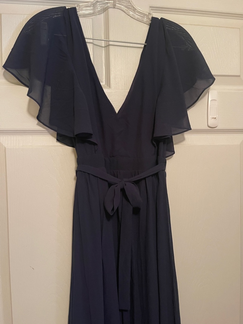 Women’s Dark Blue Flowy V-Neck wrap Dress versatile size